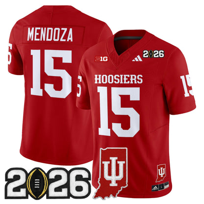 Men's Indiana Hoosiers 2026 CFP Final & Indiana State Patch Vapor Limited Jersey - All Stitched