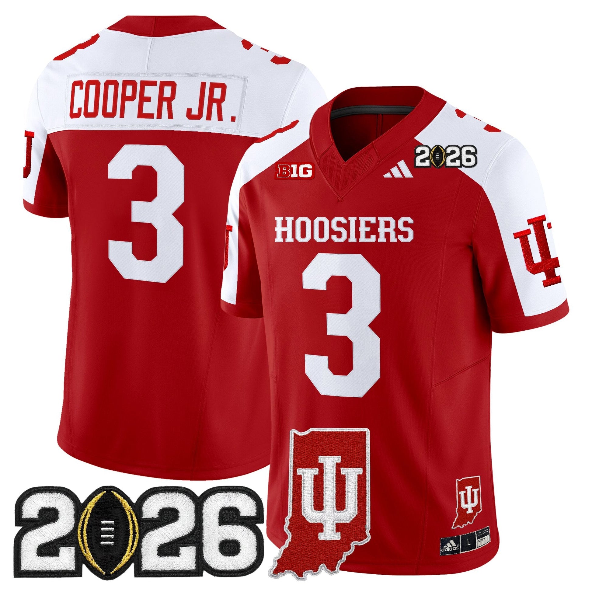 Men's Indiana Hoosiers 2026 CFP Final & Indiana State Patch Vapor Limited Jersey - All Stitched