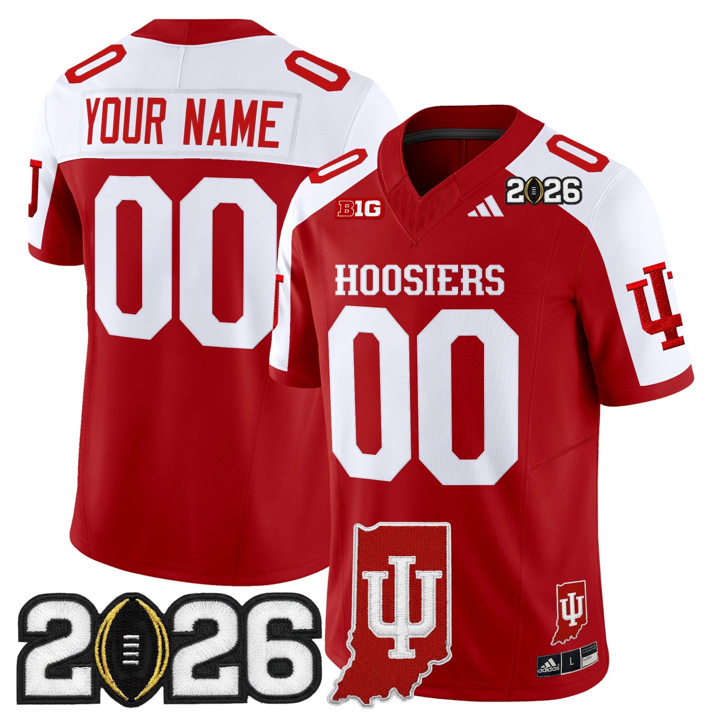 Indiana Hoosiers 2026 CFP Final & Indiana State Patch Vapor Limited Custom Jersey - All Stitched
