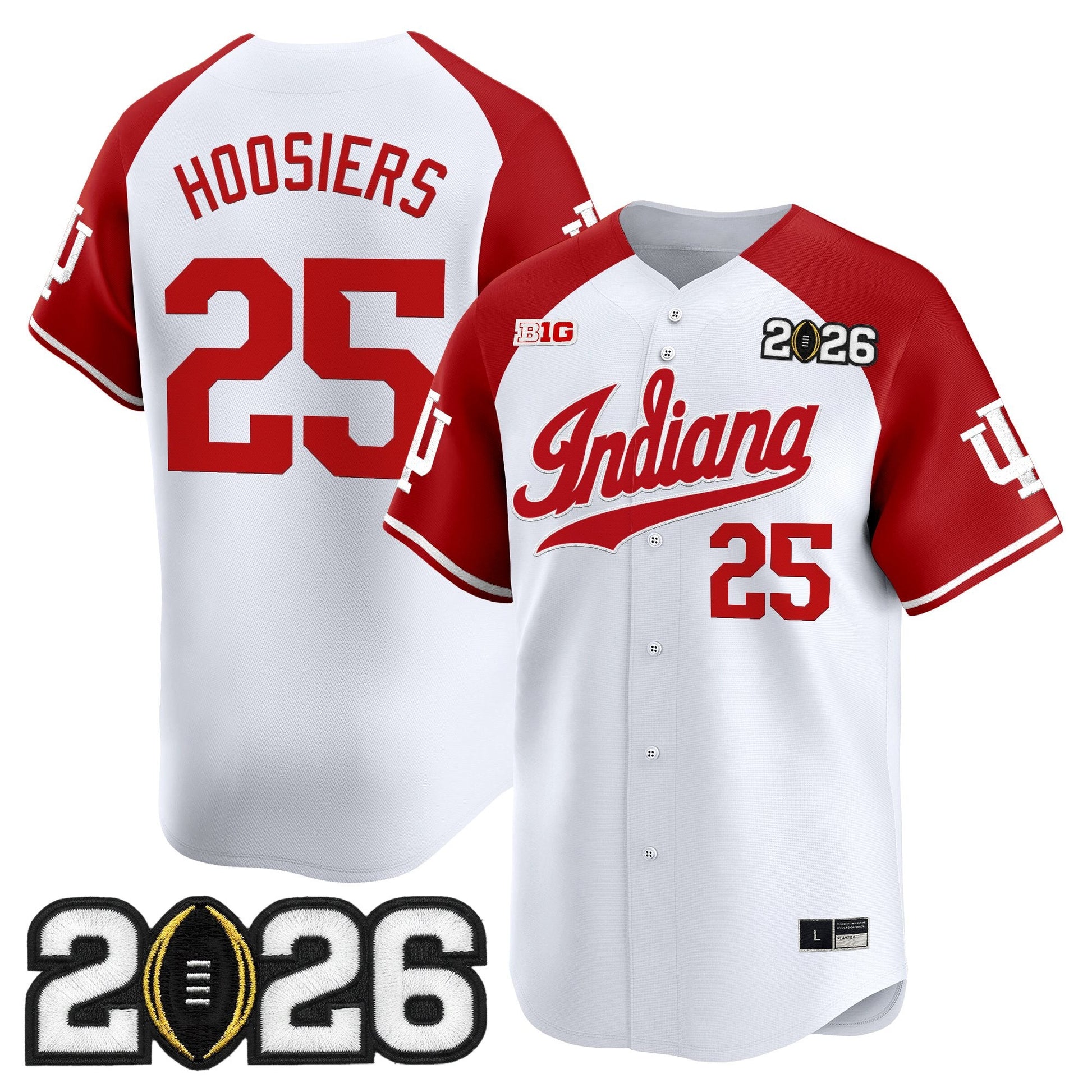Men's Indiana Hoosiers 2026 CFP Final Patch Vapor Baseball Jersey - All Stitched