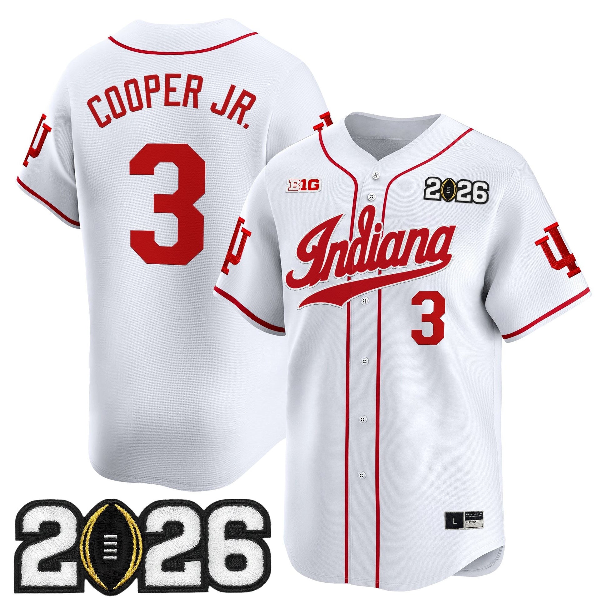 Men's Indiana Hoosiers 2026 CFP Final Patch Vapor Baseball Jersey - All Stitched