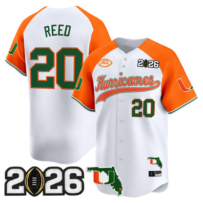 Men's Miami Hurricanes 2026 CFP Final & Florida Patch Vapor Baseball Jersey - All Stitched