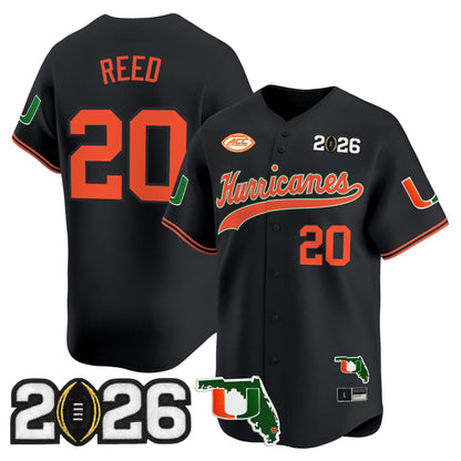 Men's Miami Hurricanes 2026 CFP Final & Florida Patch Vapor Baseball Jersey - All Stitched