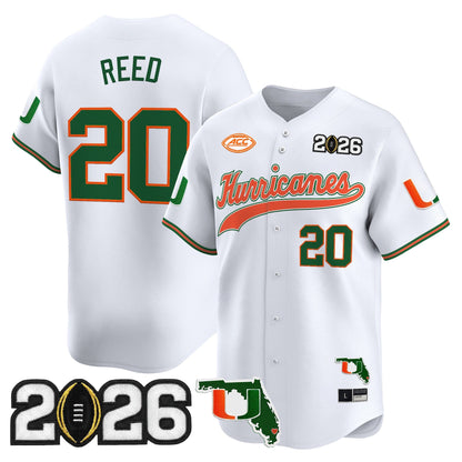 Men's Miami Hurricanes 2026 CFP Final & Florida Patch Vapor Baseball Jersey - All Stitched