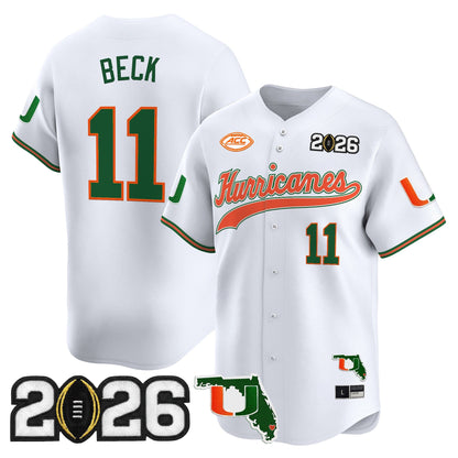 Men's Miami Hurricanes 2026 CFP Final & Florida Patch Vapor Baseball Jersey - All Stitched