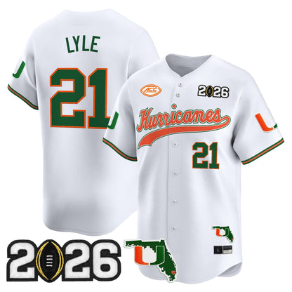 Men's Miami Hurricanes 2026 CFP Final & Florida Patch Vapor Baseball Jersey - All Stitched