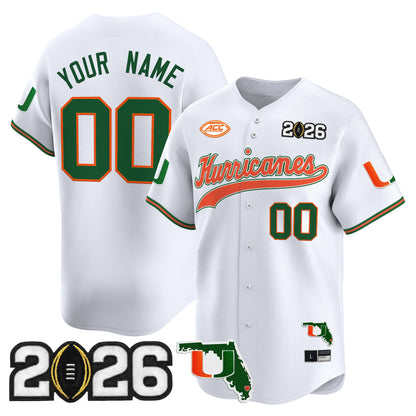 Miami Hurricanes 2026 CFP Final & Florida Patch Vapor Baseball Custom Jersey - All Stitched