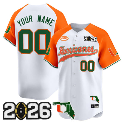 Miami Hurricanes 2026 CFP Final & Florida Patch Vapor Baseball Custom Jersey - All Stitched
