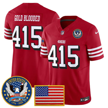 Men's San Francisco 49ers "United States 250th Anniversary Patch" Vapor Limited Jersey - All Stitched