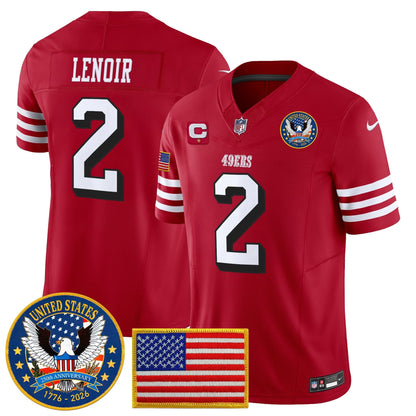 Men's San Francisco 49ers "United States 250th Anniversary Patch" Vapor Limited Jersey - All Stitched