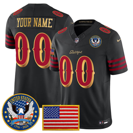 San Francisco 49ers "United States 250th Anniversary Patch" Vapor Limited Custom Jersey - All Stitched
