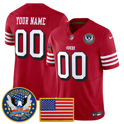 San Francisco 49ers "United States 250th Anniversary Patch" Vapor Limited Custom Jersey - All Stitched
