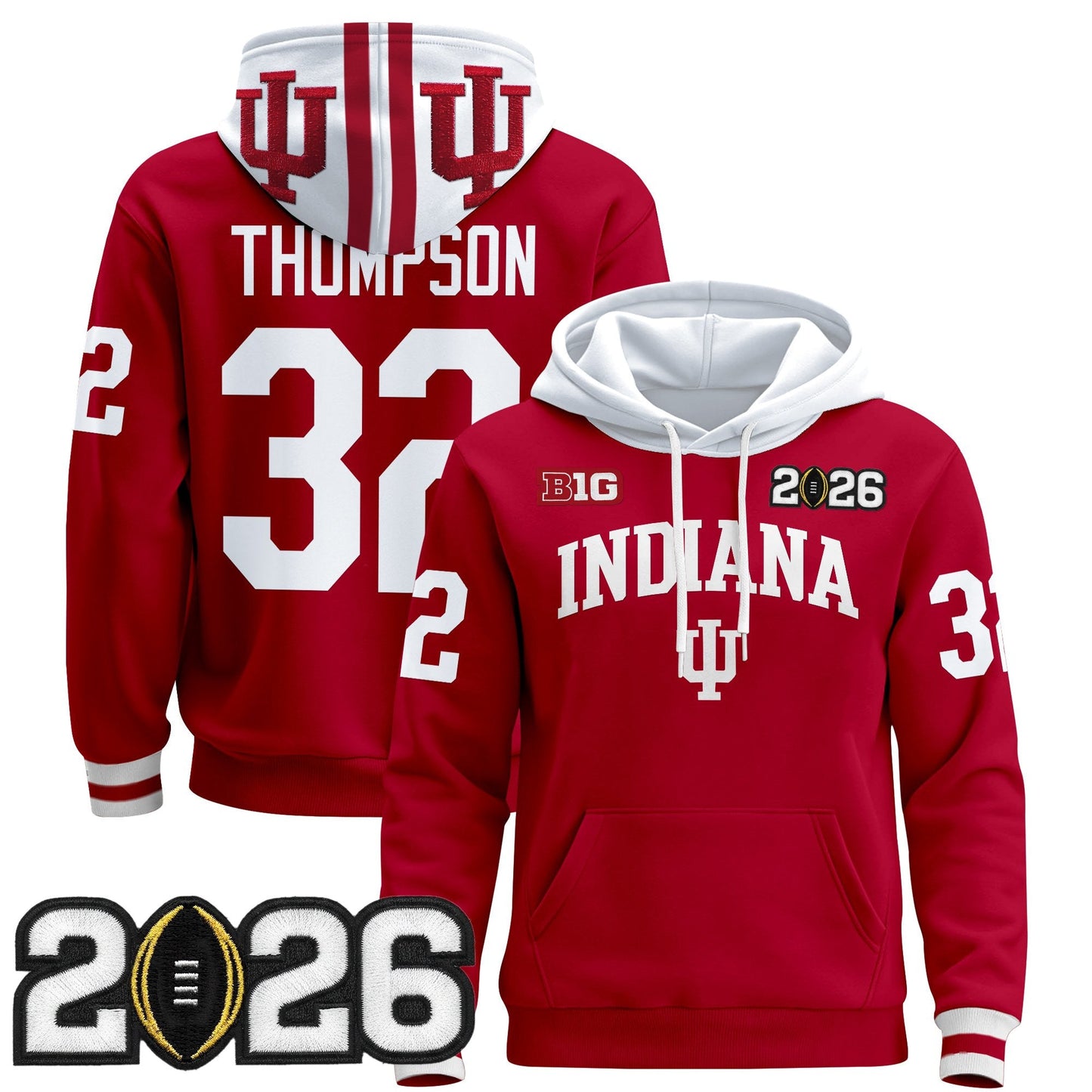 Men's Indiana Hoosiers 2026 CFP Final Patch Premium Pullover Hoodie - All Stitched