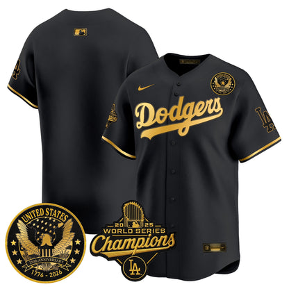 Men's Dodgers 2025 World Series Champions & America 250th Patch Vapor Premier Limited Jersey - All Stitched