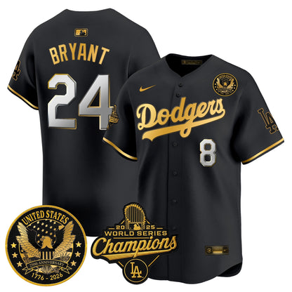 Men's Dodgers 2025 World Series Champions & America 250th Patch Vapor Premier Limited Jersey - All Stitched