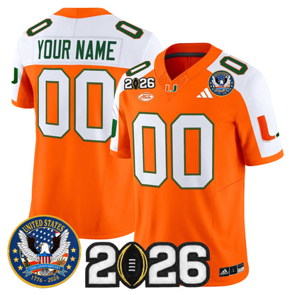Miami Hurricanes "United States 250th Anniversary & 2026 CFP Final Patch" Vapor Limited Custom Jersey - All Stitched