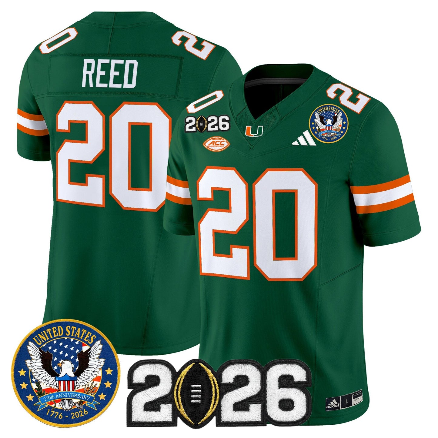 Men's Miami Hurricanes "United States 250th Anniversary & 2026 CFP Final Patch" Vapor Limited Jersey - All Stitched