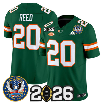 Men's Miami Hurricanes "United States 250th Anniversary & 2026 CFP Final Patch" Vapor Limited Jersey - All Stitched