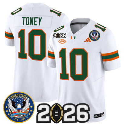 Men's Miami Hurricanes "United States 250th Anniversary & 2026 CFP Final Patch" Vapor Limited Jersey - All Stitched