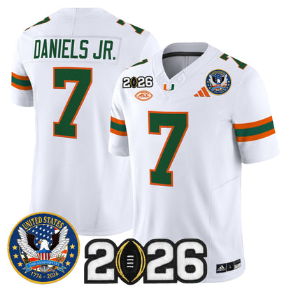 Men's Miami Hurricanes "United States 250th Anniversary & 2026 CFP Final Patch" Vapor Limited Jersey - All Stitched