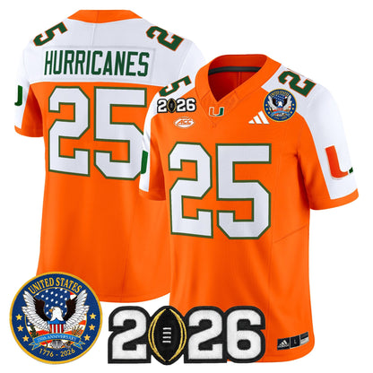 Men's Miami Hurricanes "United States 250th Anniversary & 2026 CFP Final Patch" Vapor Limited Jersey - All Stitched