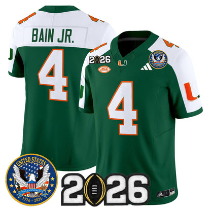 Men's Miami Hurricanes "United States 250th Anniversary & 2026 CFP Final Patch" Vapor Limited Jersey - All Stitched