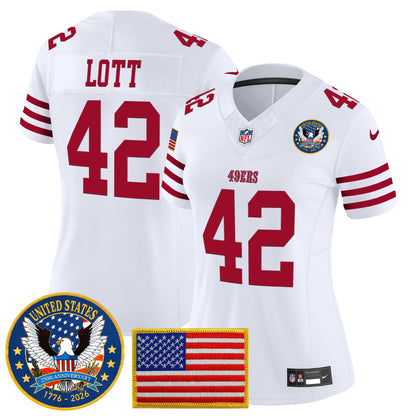 Women's San Francisco 49ers "United States 250th Anniversary Patch" Vapor Limited Jersey - All Stitched