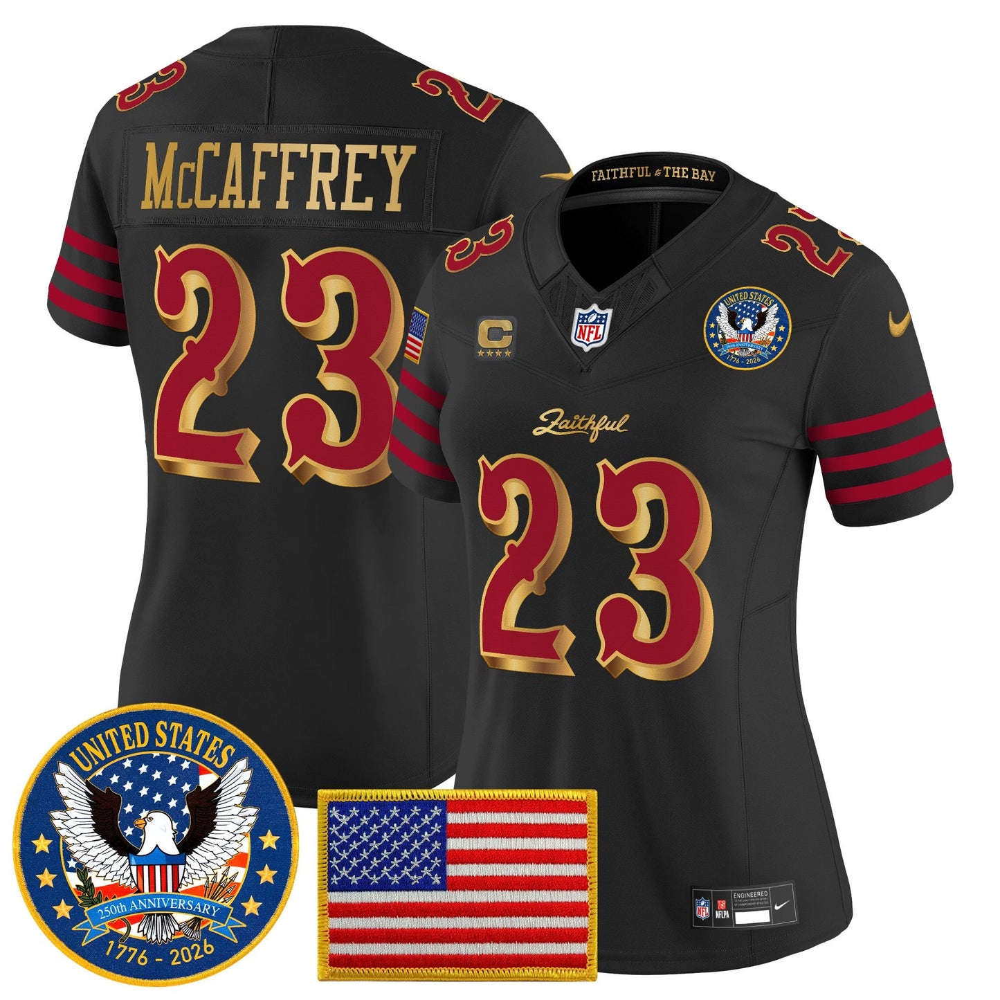 Women's San Francisco 49ers "United States 250th Anniversary Patch" Vapor Limited Jersey - All Stitched