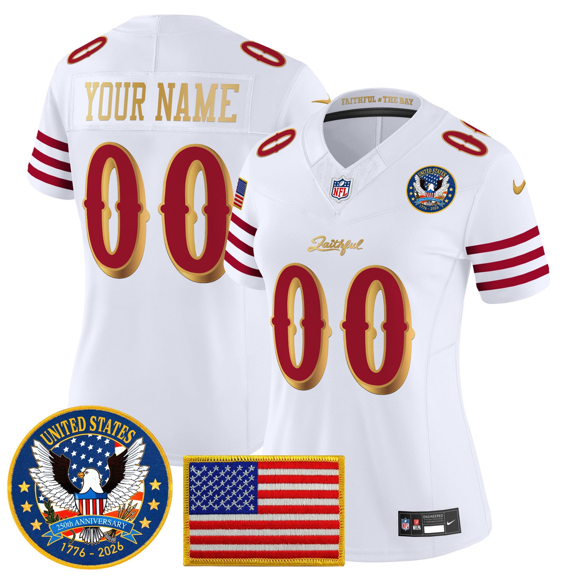 San Francisco 49ers "United States 250th Anniversary Patch" Vapor Limited Custom Jersey - All Stitched