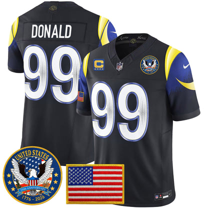 Men's Los Angeles Rams 2025 "United States 250th Anniversary Patch" Vapor Limited Jersey - All Stitched
