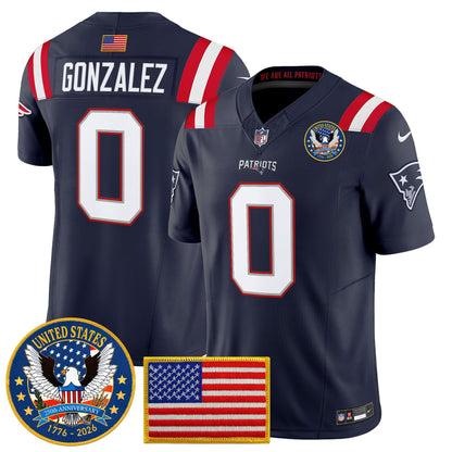 Men's New England Patriots "United States 250th Anniversary Patch" Vapor Limited Jersey - All Stitched