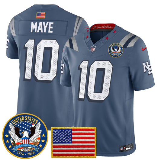 Men's New England Patriots "United States 250th Anniversary Patch" Vapor Limited Jersey - All Stitched