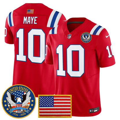Men's New England Patriots "United States 250th Anniversary Patch" Vapor Limited Jersey - All Stitched