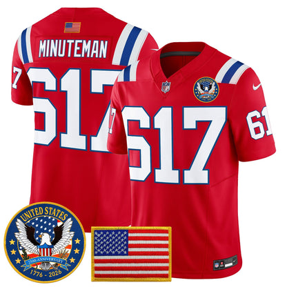 Men's New England Patriots "United States 250th Anniversary Patch" Vapor Limited Jersey - All Stitched