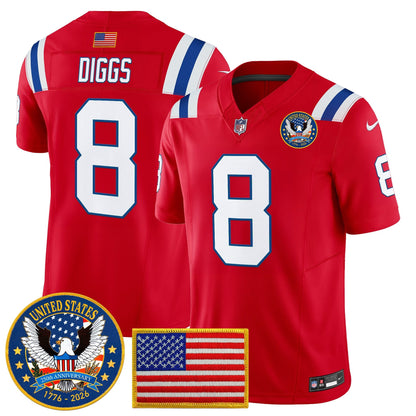Men's New England Patriots "United States 250th Anniversary Patch" Vapor Limited Jersey - All Stitched