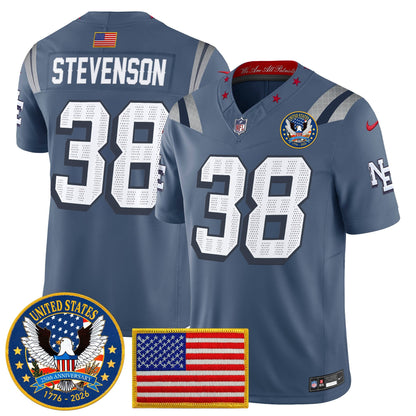 Men's New England Patriots "United States 250th Anniversary Patch" Vapor Limited Jersey - All Stitched