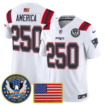 Men's New England Patriots "United States 250th Anniversary Patch" Vapor Limited Jersey - All Stitched