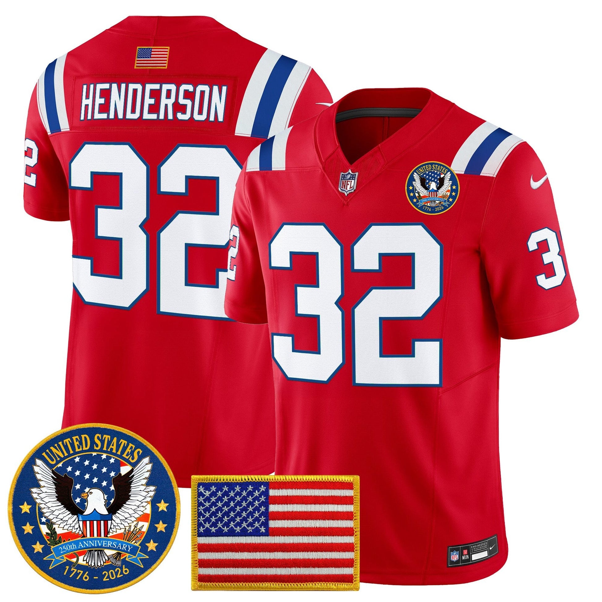 Men's New England Patriots "United States 250th Anniversary Patch" Vapor Limited Jersey - All Stitched