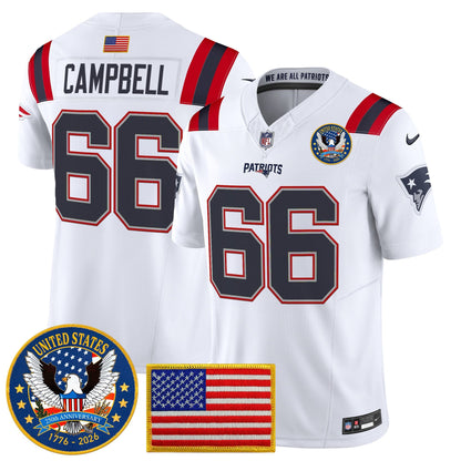 Men's New England Patriots "United States 250th Anniversary Patch" Vapor Limited Jersey - All Stitched