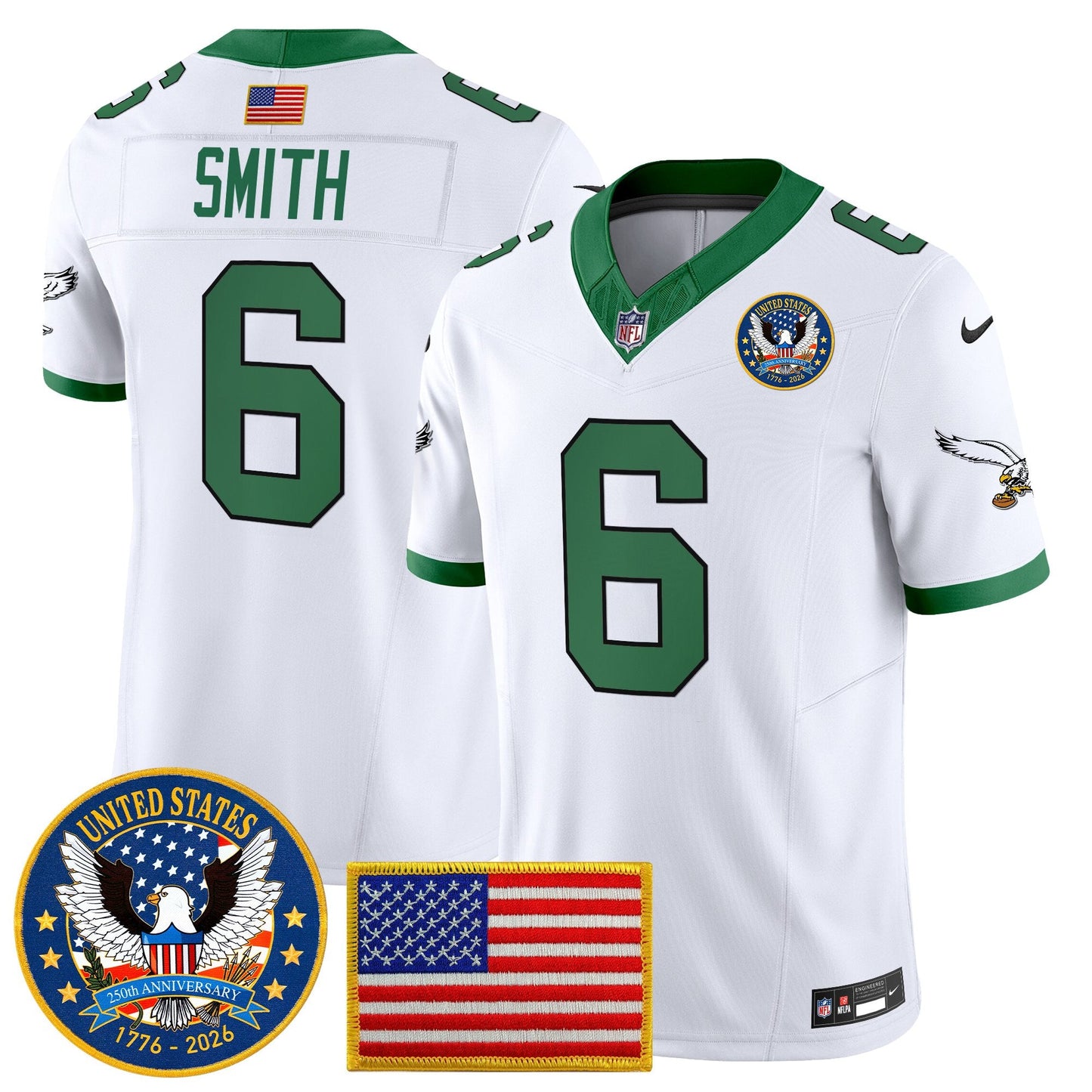 Men's Philadelphia Eagles "United States 250th Anniversary Patch" Vapor Limited Jersey - All Stitched