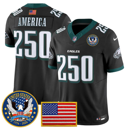 Men's Philadelphia Eagles "United States 250th Anniversary Patch" Vapor Limited Jersey - All Stitched