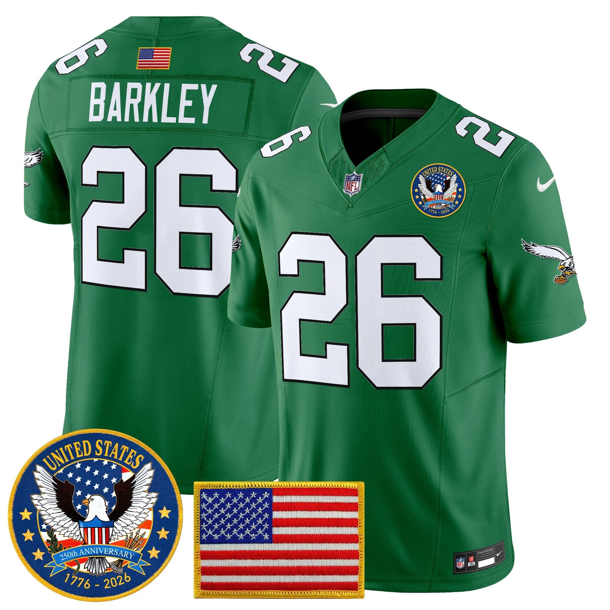 Men's Philadelphia Eagles "United States 250th Anniversary Patch" Vapor Limited Jersey - All Stitched