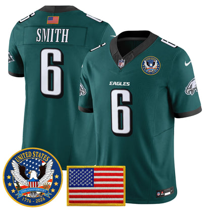 Men's Philadelphia Eagles "United States 250th Anniversary Patch" Vapor Limited Jersey - All Stitched