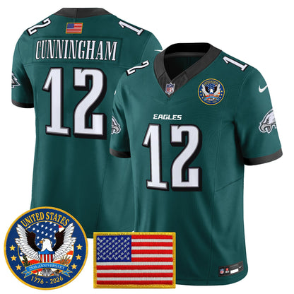 Men's Philadelphia Eagles "United States 250th Anniversary Patch" Vapor Limited Jersey - All Stitched