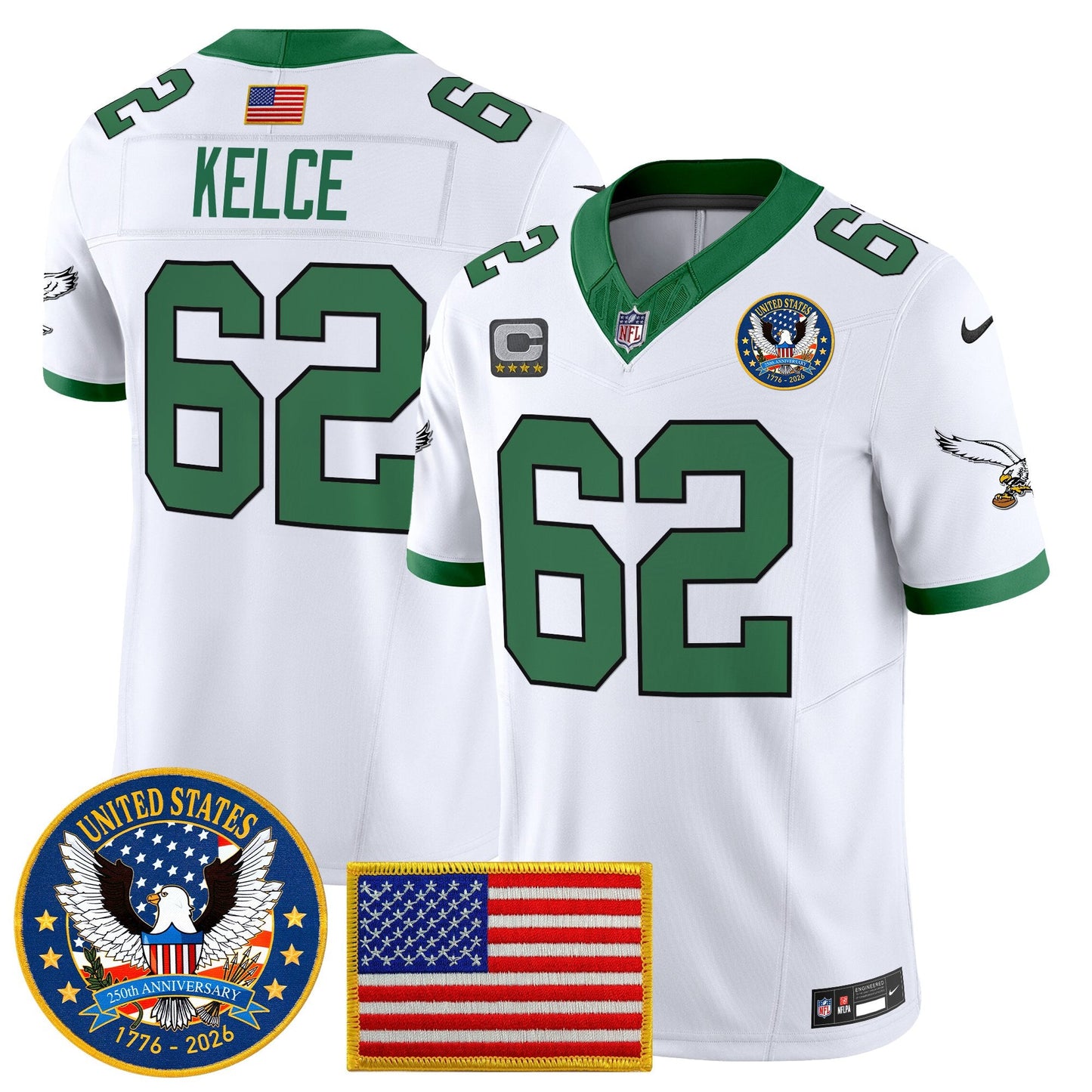 Men's Philadelphia Eagles "United States 250th Anniversary Patch" Vapor Limited Jersey - All Stitched