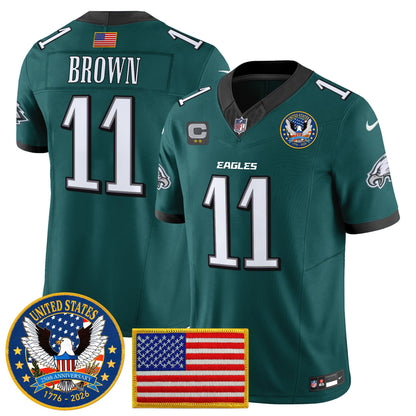 Men's Philadelphia Eagles "United States 250th Anniversary Patch" Vapor Limited Jersey - All Stitched