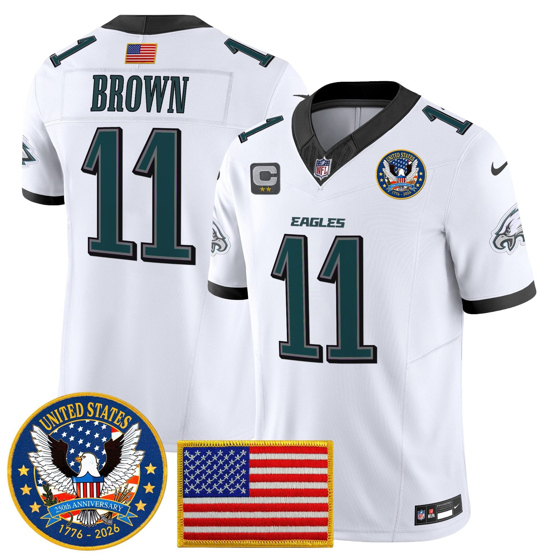Men's Philadelphia Eagles "United States 250th Anniversary Patch" Vapor Limited Jersey - All Stitched