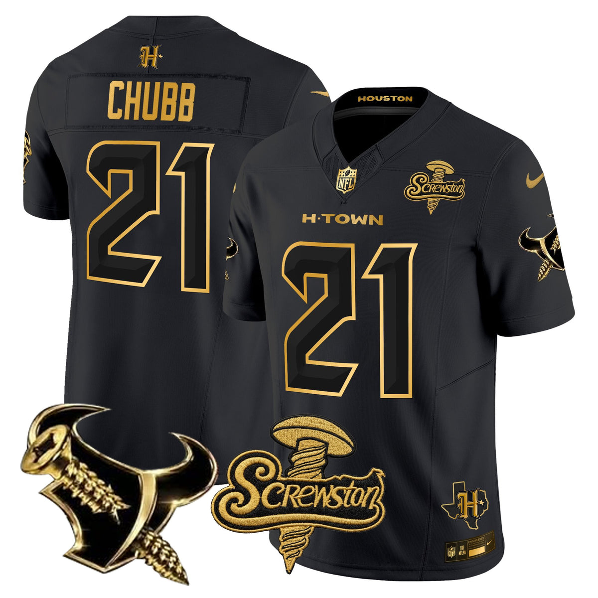 Houston Texans DJ Screw Gold Vapor Limited Jersey - Stitched