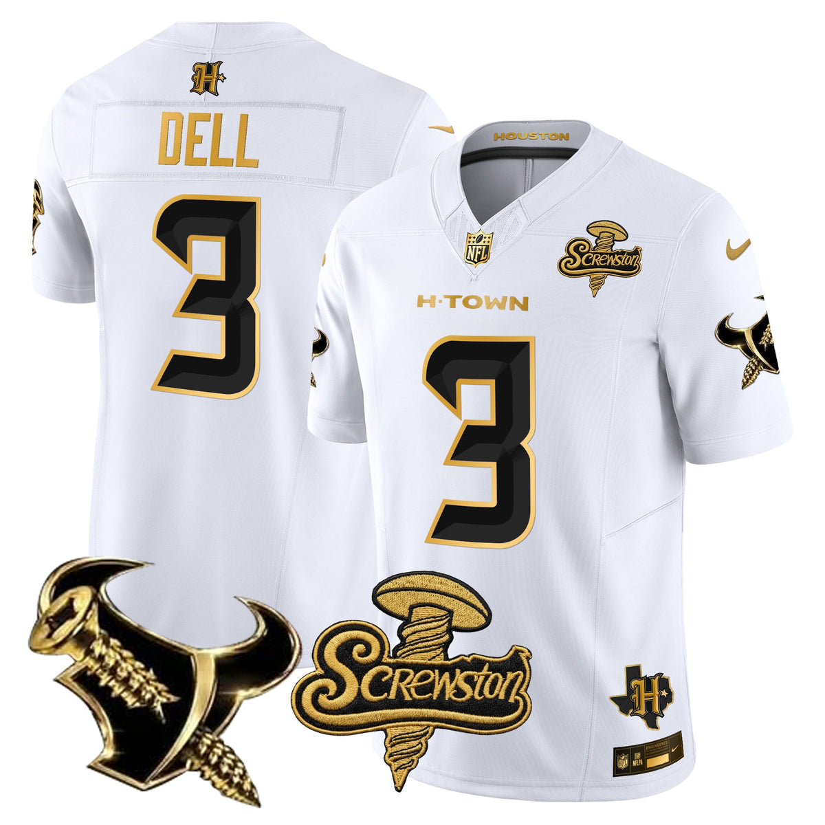 Houston Texans DJ Screw Gold Vapor Limited Jersey - Stitched