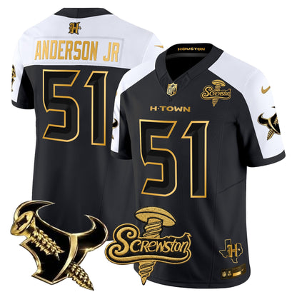 Houston Texans DJ Screw Gold Vapor Limited Jersey - Stitched